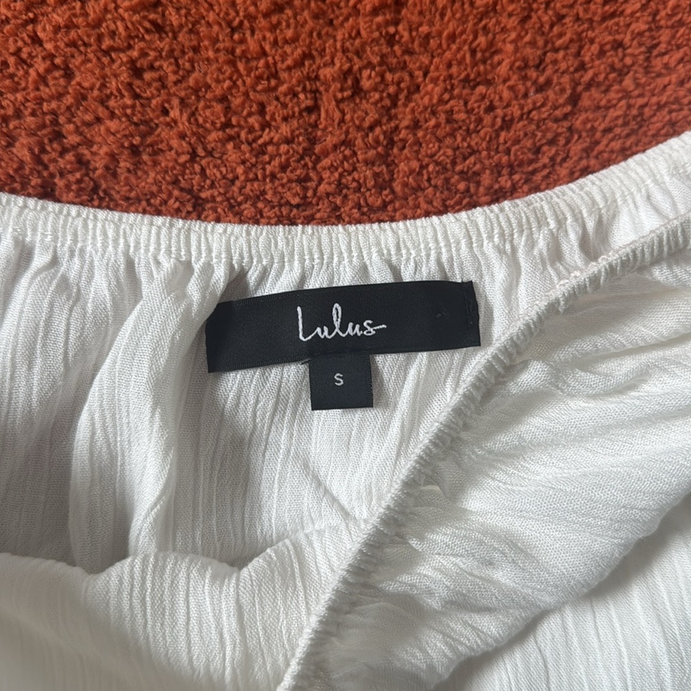 Lulus White Off-Shoulder Top with Tassels size S - Picture 3 of 5